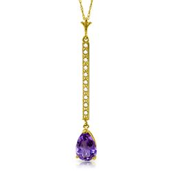 ALARRI 1.8 CTW 14K Solid Gold Necklace Diamond Amethyst