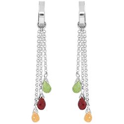 ALARRI 4.9 Carat 14K Solid White Gold Chandelier Earrings Multi Gemstones