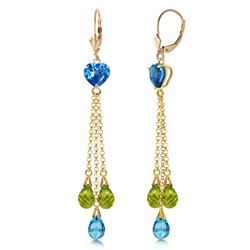 ALARRI 9.5 Carat 14K Solid Gold Chandelier Earrings Briolette Blue Topaz Pe