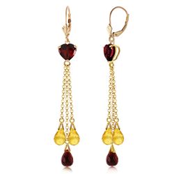 ALARRI 9.5 CTW 14K Solid Gold Chandelier Earrings Briolette Garnet Citrine