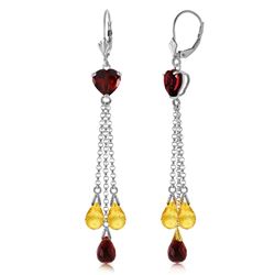 ALARRI 9.5 Carat 14K Solid White Gold Chandelier Earrings Briolette Garnet Citrine