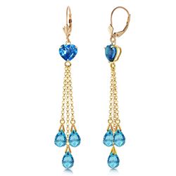 ALARRI 9.5 Carat 14K Solid Gold Chandelier Earrings Briolette Blue Topaz