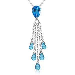 ALARRI 7.5 Carat 14K Solid White Gold Tip Of My Tongue Blue Topaz Necklace