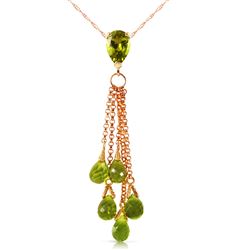 ALARRI 14K Solid Rose Gold Necklace w/ Briolette Peridots