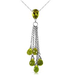 ALARRI 7.5 CTW 14K Solid White Gold Necklace Briolette Peridot