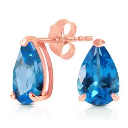 ALARRI 3.15 CTW 14K Solid Rose Gold Stud Earrings Natural Blue Topaz