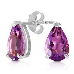 ALARRI 3.15 CTW 14K Solid White Gold Stud Earrings Natural Amethyst