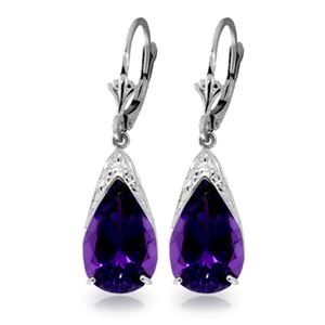 ALARRI 10 CTW 14K Solid White Gold Leverback Earrings Natural Amethyst