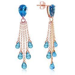 ALARRI 15.5 Carat 14K Solid Rose Gold Chandelier Earrings Briolette Blue Topaz