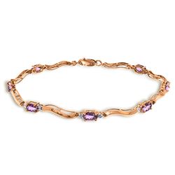 ALARRI 14K Solid Rose Gold Tennis Bracelet w/ Diamonds & Amethyst