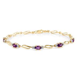 ALARRI 2.96 Carat 14K Solid Gold Tennis Bracelet Amethyst Diamond