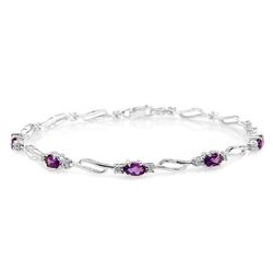 ALARRI 2.96 CTW 14K Solid White Gold Tennis Bracelet Amethyst Diamond