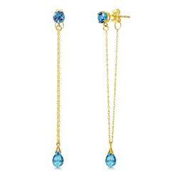 ALARRI 3.15 Carat 14K Solid Gold Chandelier Earrings Natural Blue Topaz