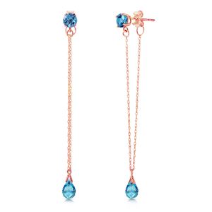 ALARRI 14K Solid Rose Gold Chandelier Earrings w/ Natural Blue Topaz