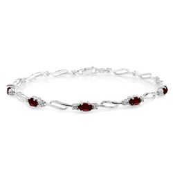 ALARRI 3.39 Carat 14K Solid White Gold Tennis Bracelet Garnet Diamond