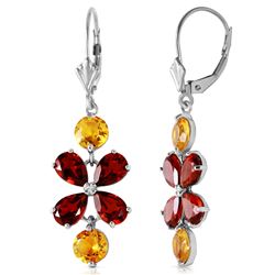 ALARRI 5.32 CTW 14K Solid White Gold Chandelier Earrings Citrine Garnet