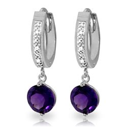 ALARRI 2.63 Carat 14K Solid White Gold Daisy Amethyst Diamond Earrings