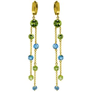 ALARRI 8.99 Carat 14K Solid Gold Chandelier Earrings Peridot Blue Topaz