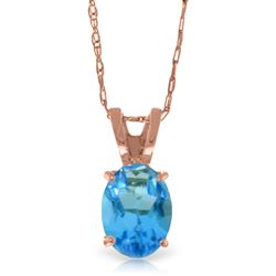 ALARRI 0.85 Carat 14K Solid Rose Gold Solitaire Blue Topaz Necklace