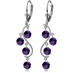 ALARRI 4.95 Carat 14K Solid White Gold Stately Heart Amethyst Earrings