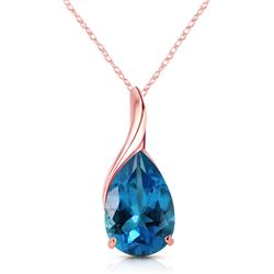 ALARRI 14K Solid Rose Gold Necklace w/ Natural Blue Topaz