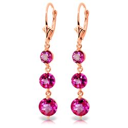 ALARRI 7.2 Carat 14K Solid Rose Gold Chandelier Earrings Pink Topaz