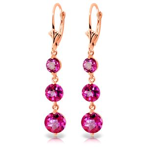 ALARRI 7.2 Carat 14K Solid Rose Gold Chandelier Earrings Pink Topaz