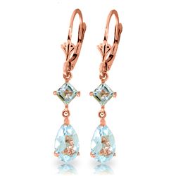 ALARRI 4.5 Carat 14K Solid Rose Gold Leverback Earrings Aquamarine