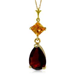 ALARRI 2 Carat 14K Solid Gold Necklace Citrine Garnet