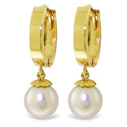 ALARRI 4 Carat 14K Solid Gold Hoop Earrings Natural Pearl