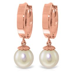 ALARRI 4 CTW 14K Solid Rose Gold Hoop Earrings Natural Pearl