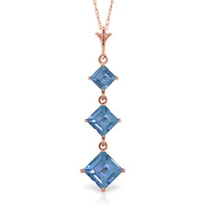ALARRI 2.4 CTW 14K Solid Rose Gold Waterdrops Blue Topaz Necklace