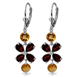 ALARRI 5.32 CTW 14K Solid White Gold Chandelier Earrings Garnet Citrine