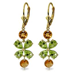 ALARRI 5.32 CTW 14K Solid Gold Chandelier Earrings Peridot Citrine