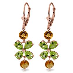 ALARRI 5.32 Carat 14K Solid Rose Gold Chandelier Earrings Peridot Citrine