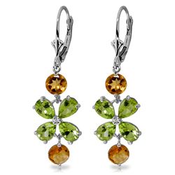 ALARRI 5.32 Carat 14K Solid White Gold Chandelier Earrings Peridot Citrine