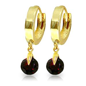 ALARRI 2 Carat 14K Solid Gold Hoop Earrings Natural Garnet
