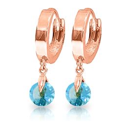 ALARRI 2 Carat 14K Solid Rose Gold Hoop Earrings Natural Blue Topaz