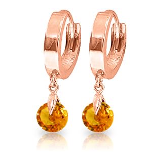 ALARRI 1.6 CTW 14K Solid Rose Gold Hoop Earrings Natural Citrine