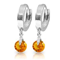 ALARRI 1.6 Carat 14K Solid White Gold Hoop Earrings Natural Citrine