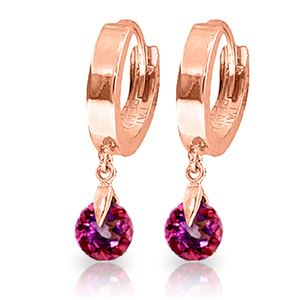 ALARRI 2 Carat 14K Solid Rose Gold Hoop Earrings Natural Pink Topaz