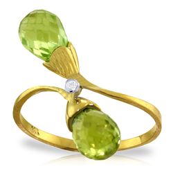 ALARRI 2.52 CTW 14K Solid Gold Ring Diamond Briolette Peridot