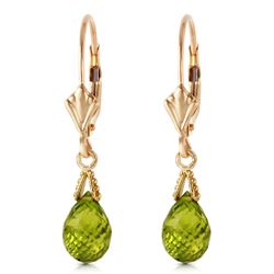 ALARRI 4.5 CTW 14K Solid Gold Leverback Earrings Briolette Peridot