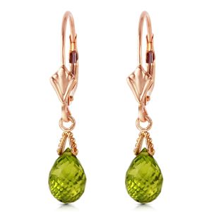 ALARRI 4.5 Carat 14K Solid Rose Gold Leverback Earrings Briolette Peridot