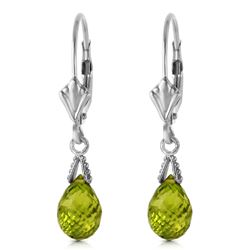 ALARRI 4.5 Carat 14K Solid White Gold Leverback Earrings Briolette Peridot