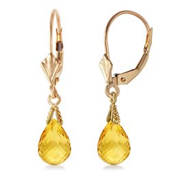 ALARRI 2.5 Carat 14K Solid Gold Leverback Earrings Briolette Citrine