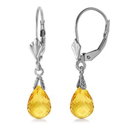 ALARRI 2.5 Carat 14K Solid White Gold Leverback Earrings Briolette Citrine