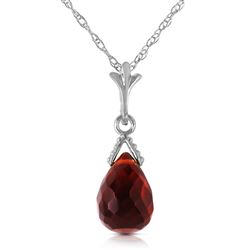 ALARRI 2.5 Carat 14K Solid White Gold Necklace Briolette Garnet