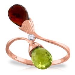 ALARRI 2.52 CTW 14K Solid Rose Gold Ring Diamond Briolette Garnet, Citrine