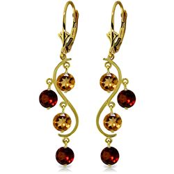 ALARRI 4.6 Carat 14K Solid Gold Grape Garnet Citrine Earrings